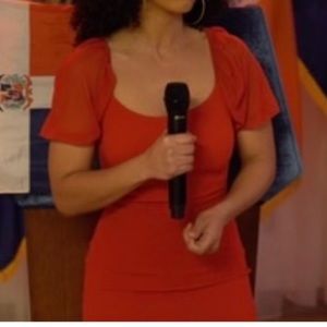 Red midi dress from PrettyLittle Thing. LIKE NEW, only worn once.